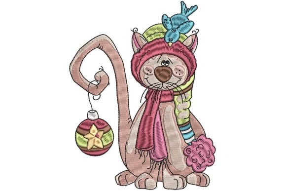 Christmas Kitty Embroidery Design