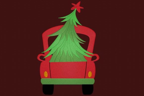 Christmas Truck Back Embroidery Design